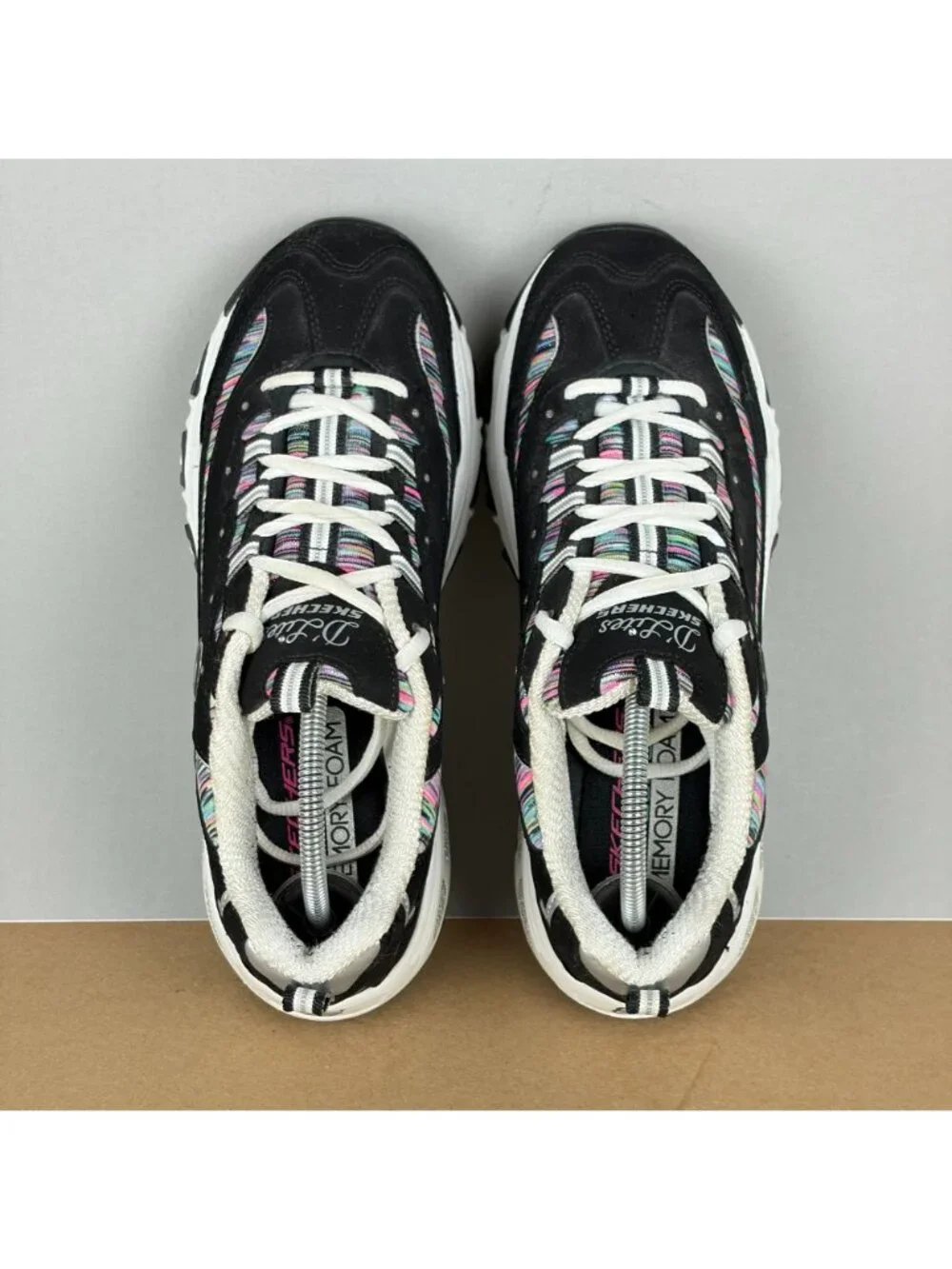 Skechers D'Lites Interlude Athletic Walking Shoes Womens 8 Wide Black Multicolor